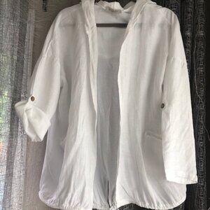 Viola Borghi Women’s White Linen Tunic – 3/4 Sleeve – Made in Italy